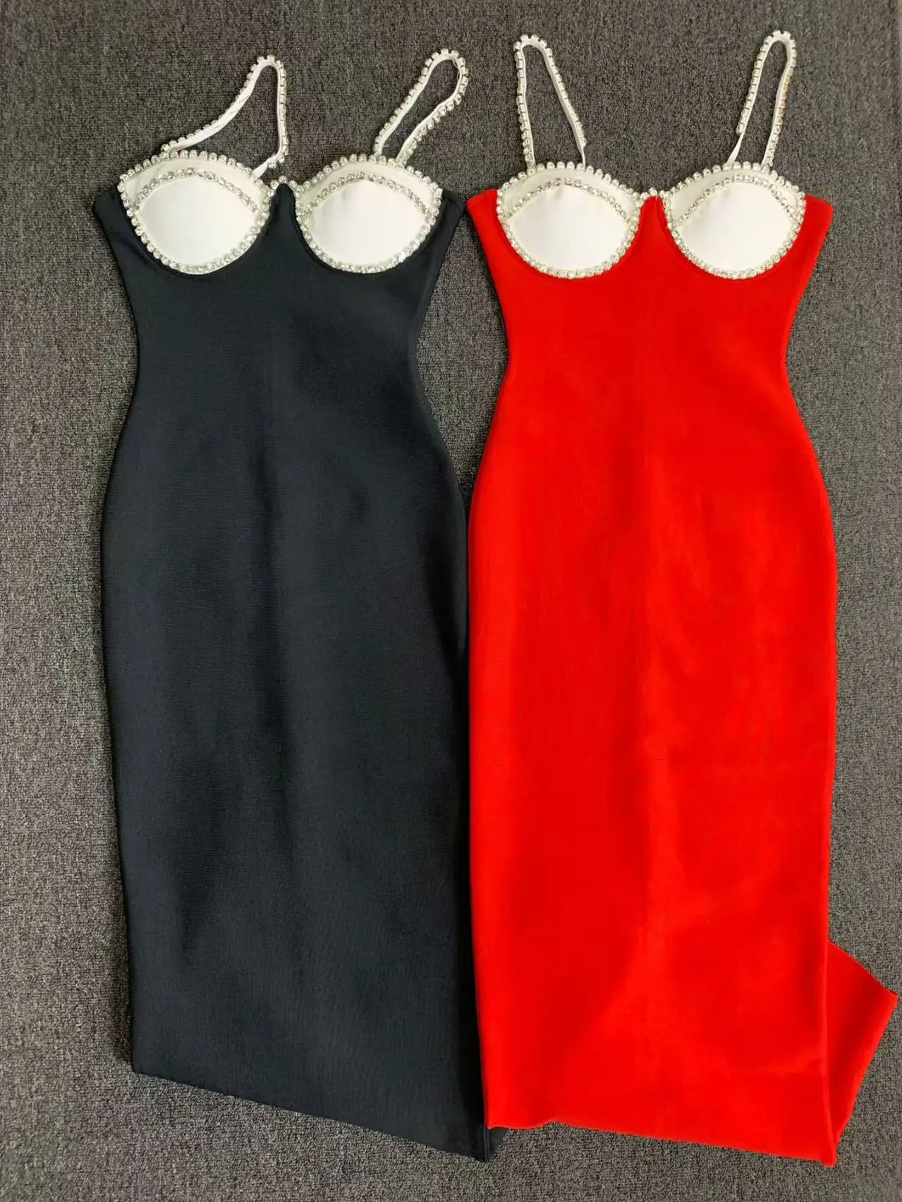 Black Red Color Women Sleeveless Sexy Strap Square Collar Bodycon Long Bandage Dress Nightclub Party Fashion Cocktail Dress - Image 5