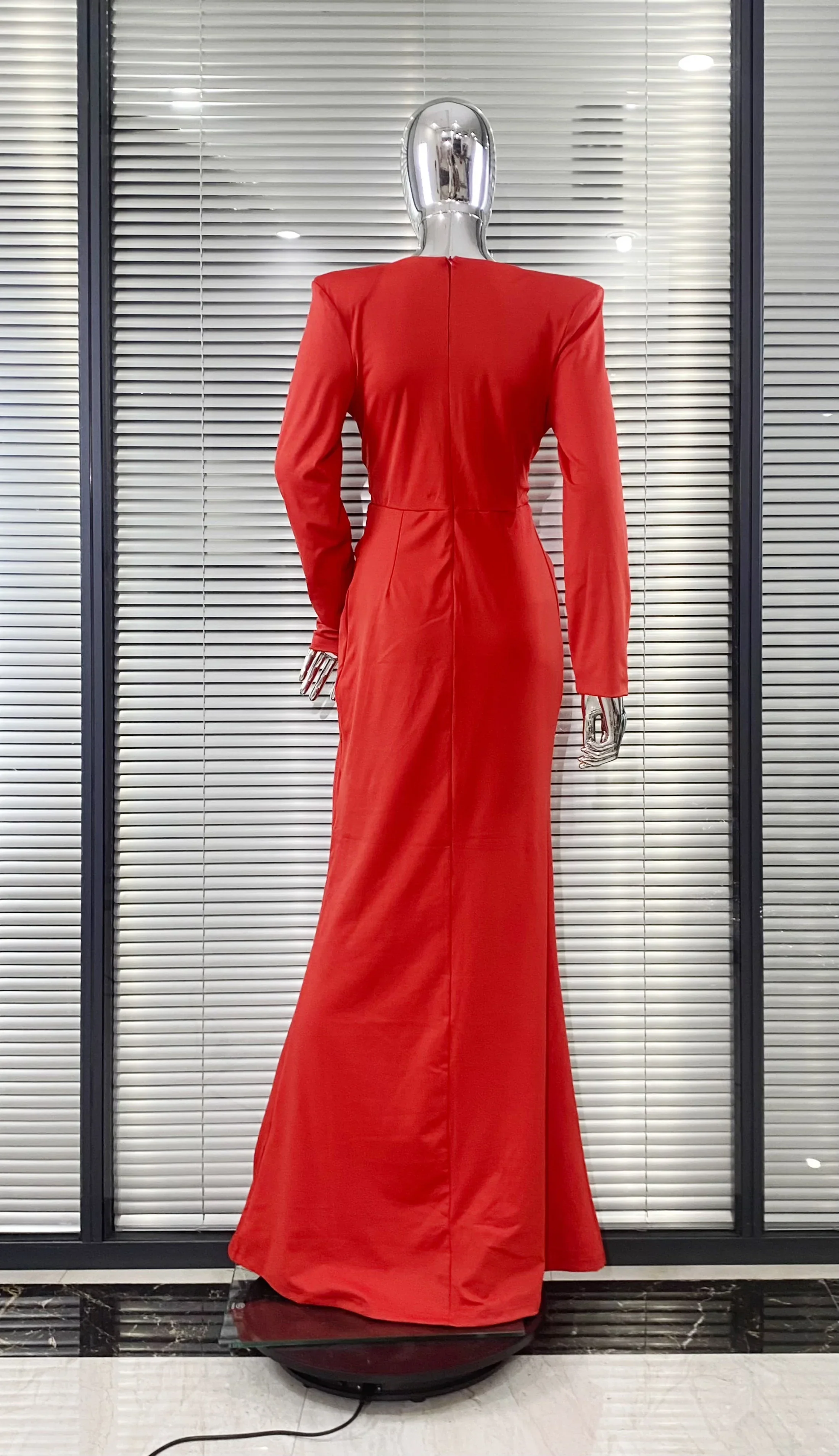 Black Red White Women Long Sleeve Sexy Deep V-Neck Bodycon Long Dress Elegant Evening Party Celebrate Birthday Outfit Vestido - Image 4