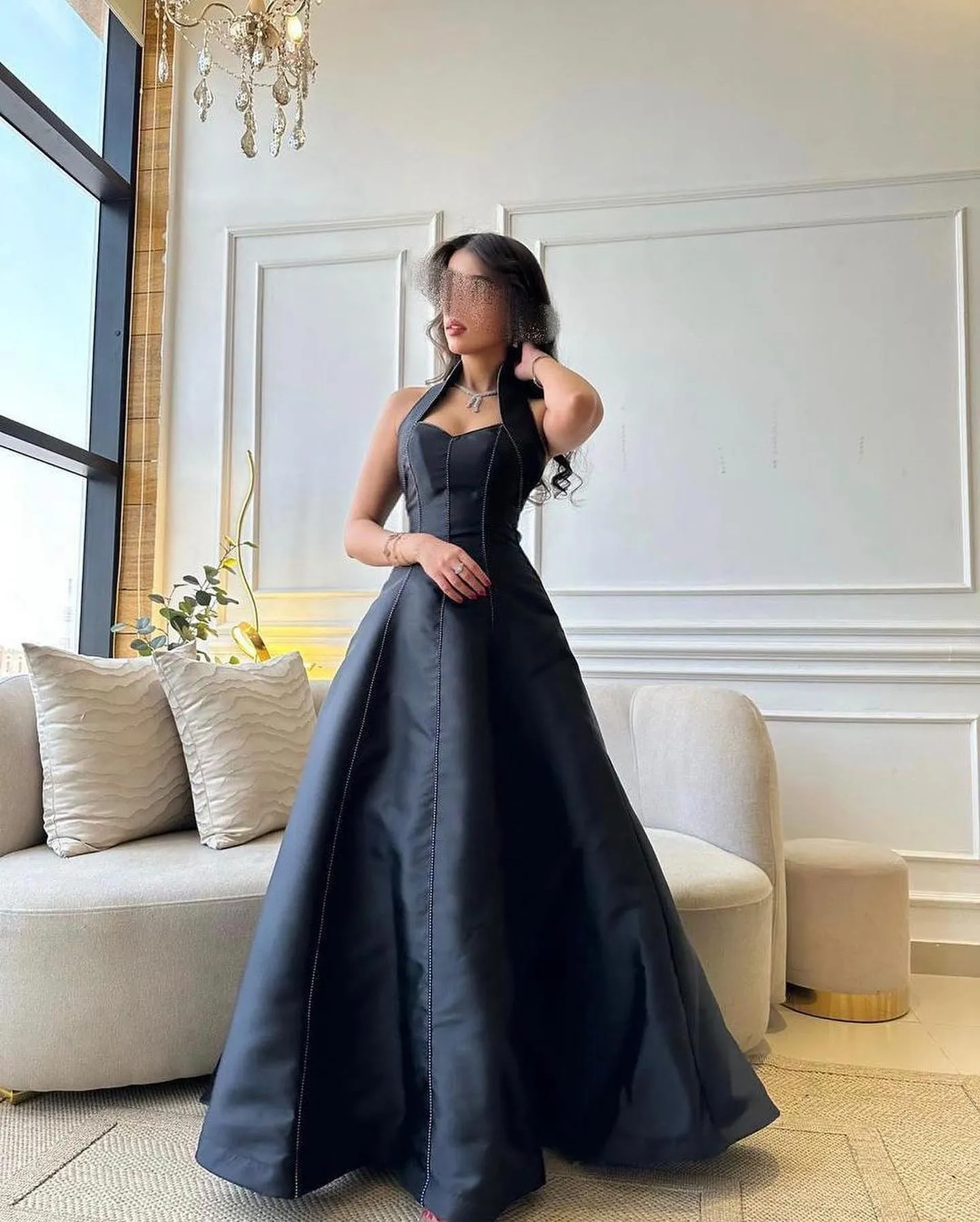 Black Saudi Arabic Satin Evening Dresses Spaghetti Strap Floor Length Dubai Women Party Gowns Formal Prom Dresses - Image 5