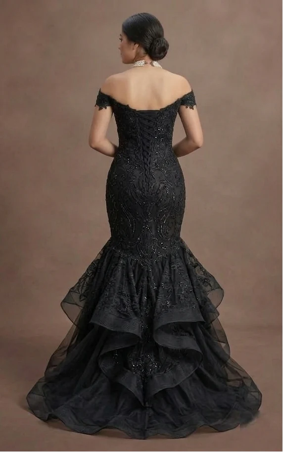 Black Wedding Dress Lace Mermaid Gothic Wedding - Image 3