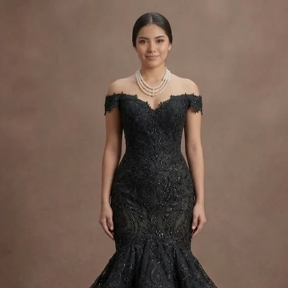 Black Wedding Dress Lace Mermaid Gothic Wedding - Image 4