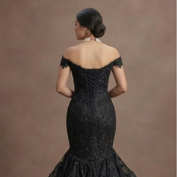 Black Wedding Dress Lace Mermaid Gothic Wedding - Image 5
