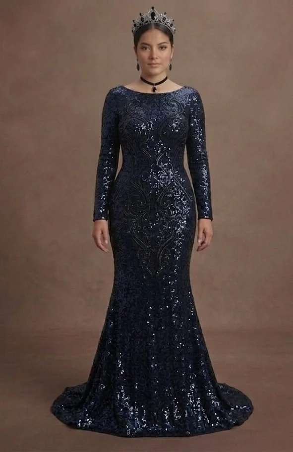 Black Wedding Dress Sequin Fitted Glam Reception - Image 2