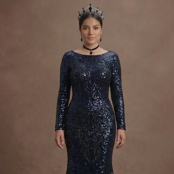 Black Wedding Dress Sequin Fitted Glam Reception - Image 4