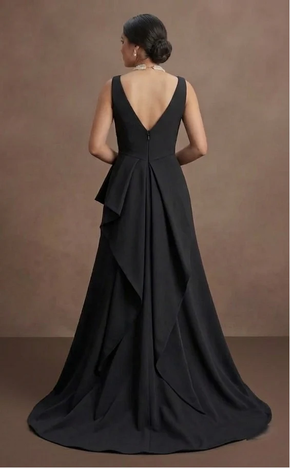 Black Wedding Dress Silk Minimalist Modern Ceremony - Image 3