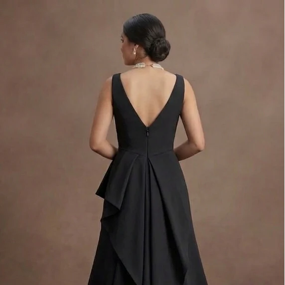 Black Wedding Dress Silk Minimalist Modern Ceremony - Image 5