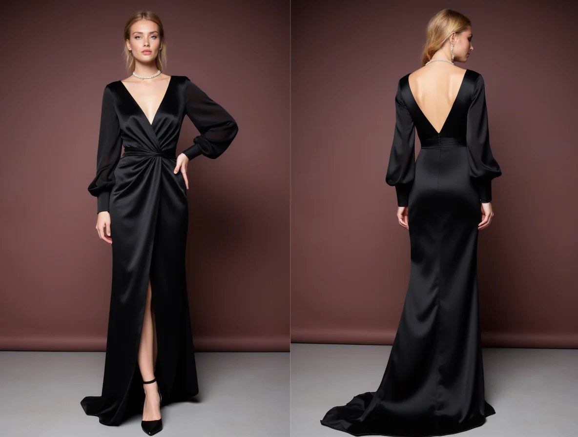 Black Wedding Dress with a High Slit for an Edgy and Sexy Look