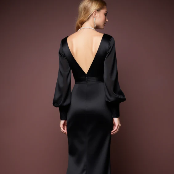 Black Wedding Dress with a High Slit for an Edgy and Sexy Look - Image 5