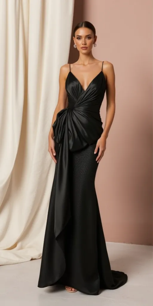 Black Wedding Dress with a Long Train for a Dark Fairytale Look - Image 2