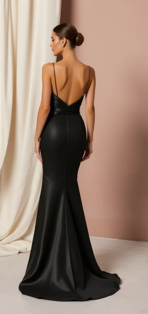 Black Wedding Dress with a Long Train for a Dark Fairytale Look - Image 3