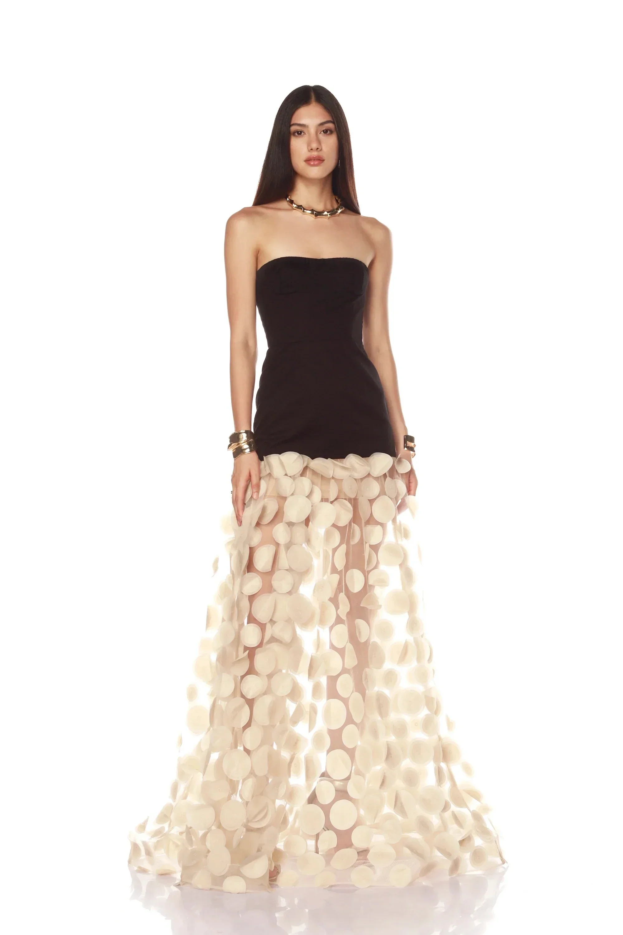 Black White Beige Women Sexy Strapless Off the Shoulder Mesh Long Dress High Street Celebrate Evening Party Birthday Outfit - Image 6