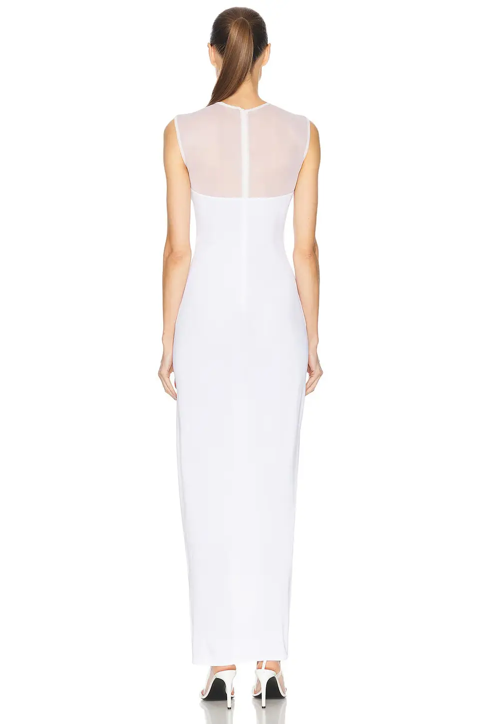 Black White Women Sleeveless Sexy O-Neck Bodycon Bandage Long Dress Mesh Celebrate Evening Party Nightclub Outfit Wholesale - Image 4