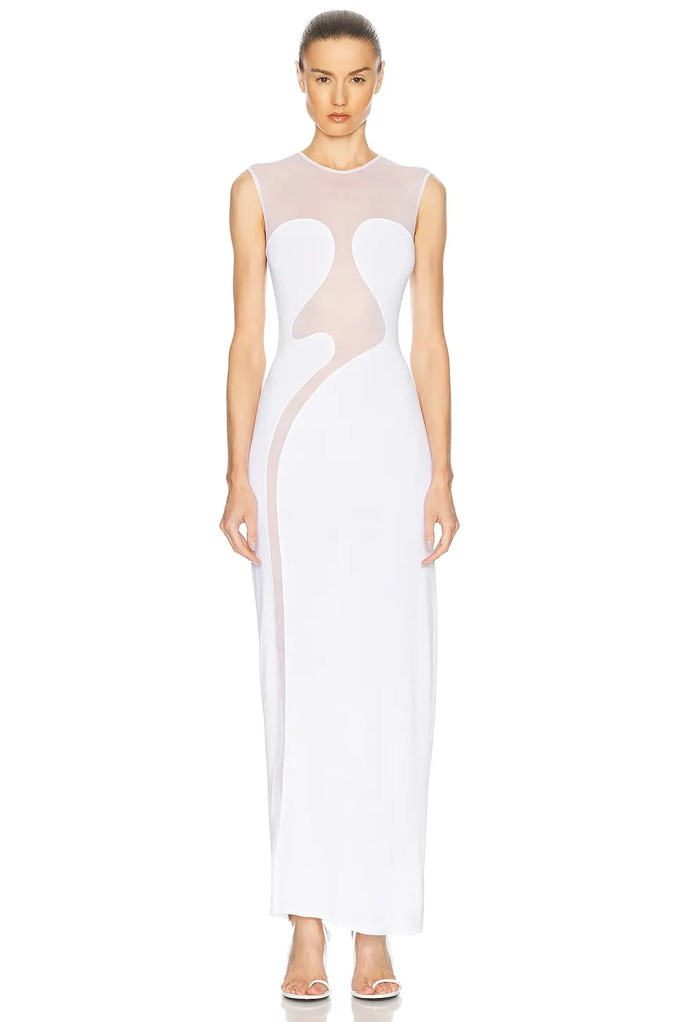 Black White Women Sleeveless Sexy O-Neck Bodycon Bandage Long Dress Mesh Celebrate Evening Party Nightclub Outfit Wholesale - Image 6
