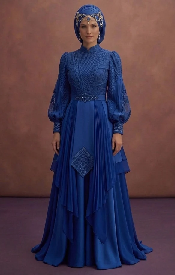 Blue Exclusive Muslim Prom Dresses – Unique & Elegant Designs - Image 2