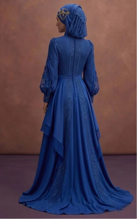 Blue Exclusive Muslim Prom Dresses – Unique & Elegant Designs - Image 3