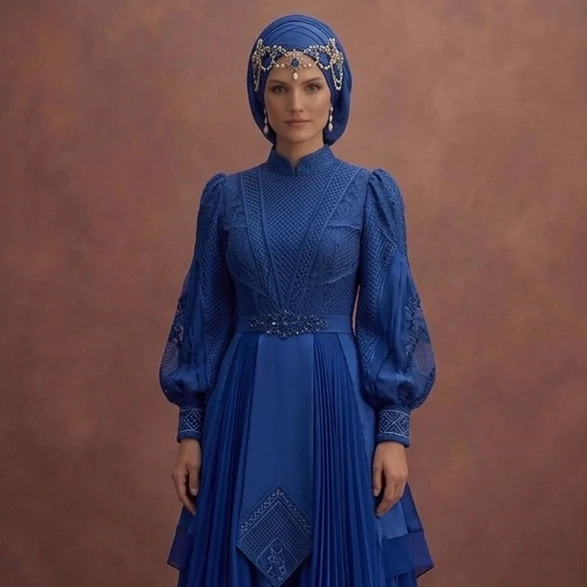 Blue Exclusive Muslim Prom Dresses – Unique & Elegant Designs - Image 4