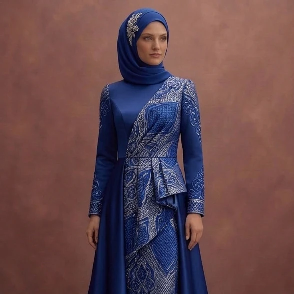 Blue Modern Muslim Prom Dresses – Modesty Meets Fashion - Image 4