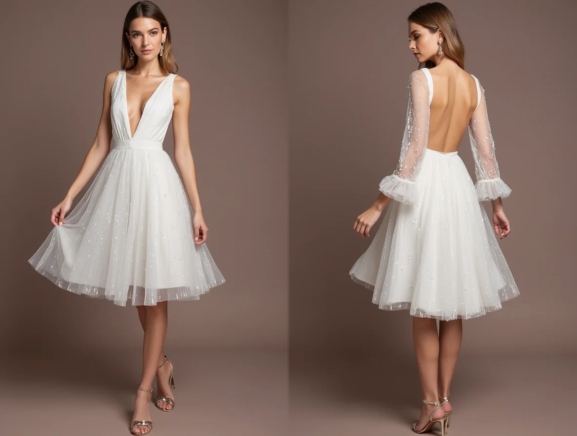 Bohemian White Mini Short Wedding Dress with a Relaxed Fit for Effortless Bridal Style