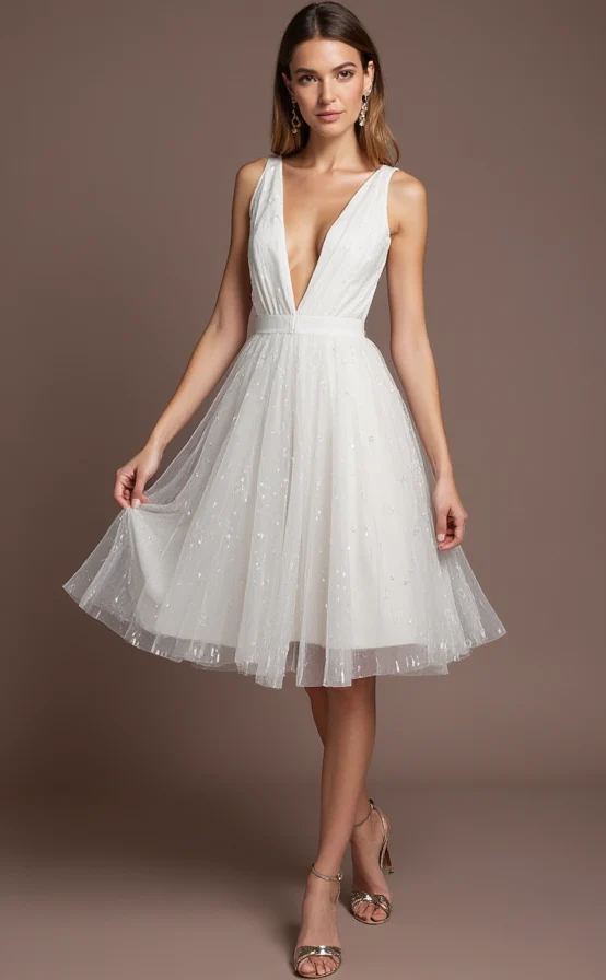 Bohemian White Mini Short Wedding Dress with a Relaxed Fit for Effortless Bridal Style - Image 2