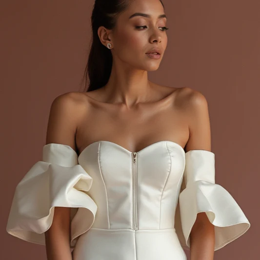 Bohemian White Mini Short Wedding Dress with Flowy Sleeves for a Relaxed and Elegant Look - Image 4