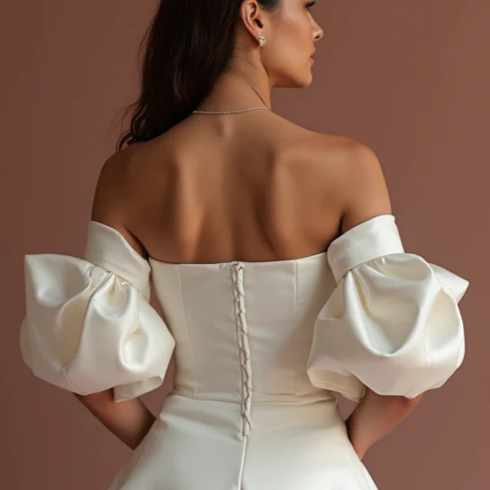 Bohemian White Mini Short Wedding Dress with Flowy Sleeves for a Relaxed and Elegant Look - Image 5