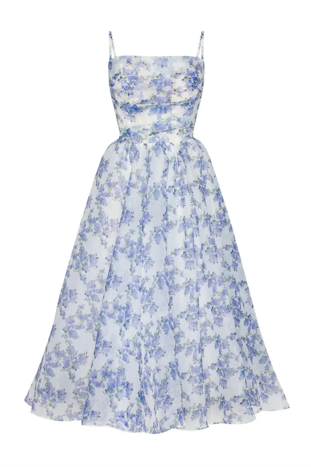 Boho Blue Knee Lenght Prom Dress Spaghetti Strap A-line Vestidos De Fiesta Sweet Flowers And Plants Evening Dress - Image 5