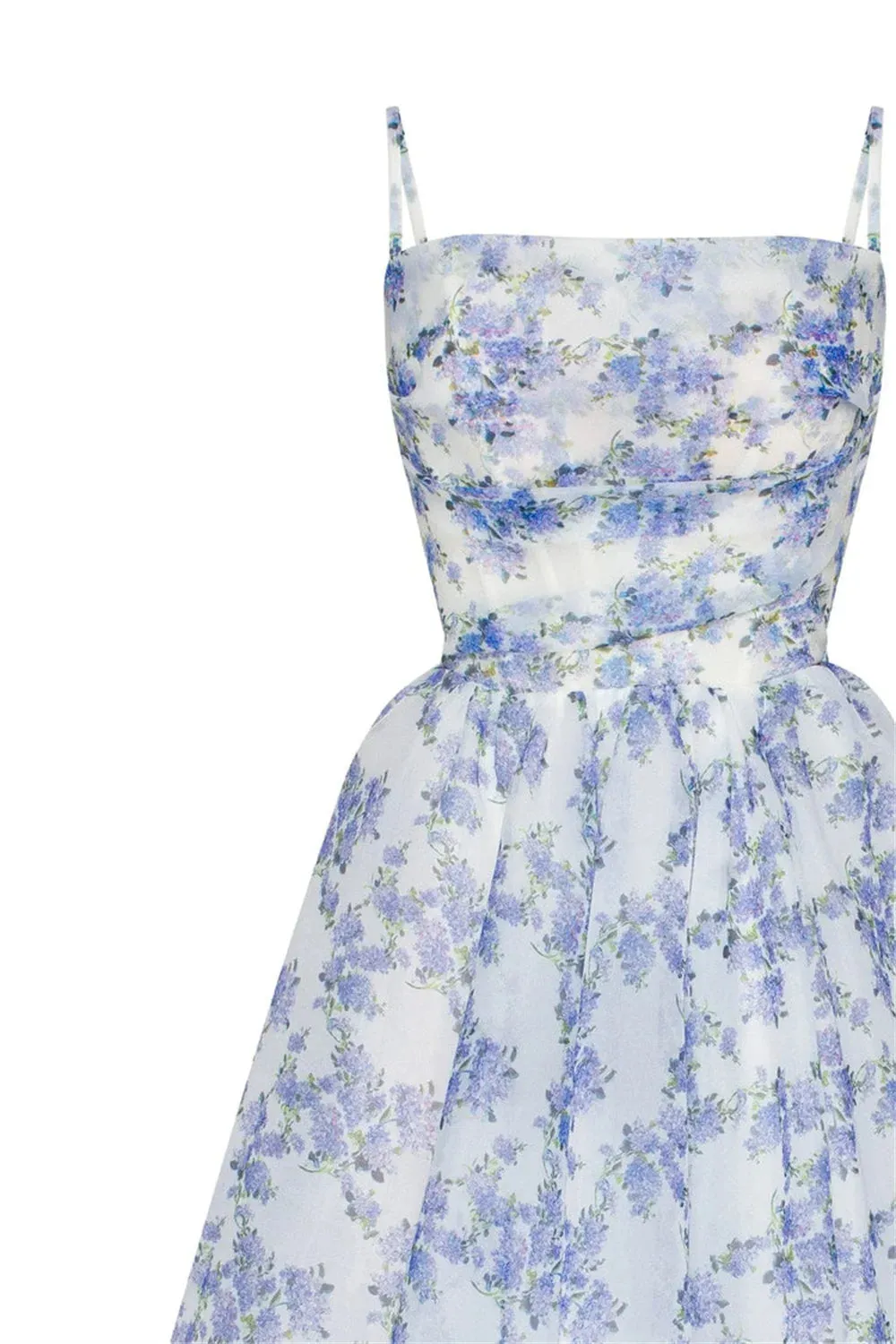 Boho Blue Knee Lenght Prom Dress Spaghetti Strap A-line Vestidos De Fiesta Sweet Flowers And Plants Evening Dress - Image 6