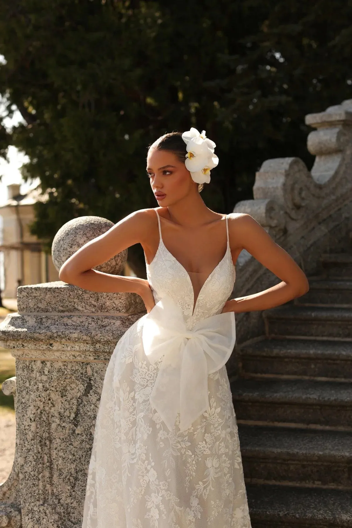 Boho Sexy Wedding Dresses Lace A Line Bow Bride Robe New Spaghetti Straps Backless Applique Bridal Gown Vestido De Novia - Image 3
