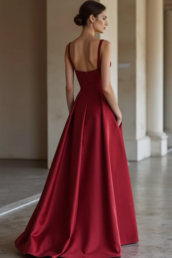 Bold Red Evening Dress & Prom Dress with Glitter Mesh and Sculpted Silhouette - Image 3