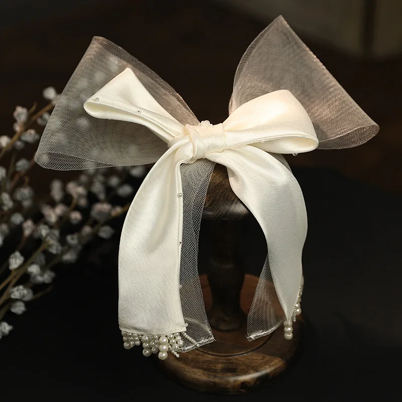 Bow Hair Pin Clip Imitation Pearl Head Piece For Brides Bridesmaids Women Girl Gift Hairpin Wedding Accessories Bridal Jewelry - Image 3