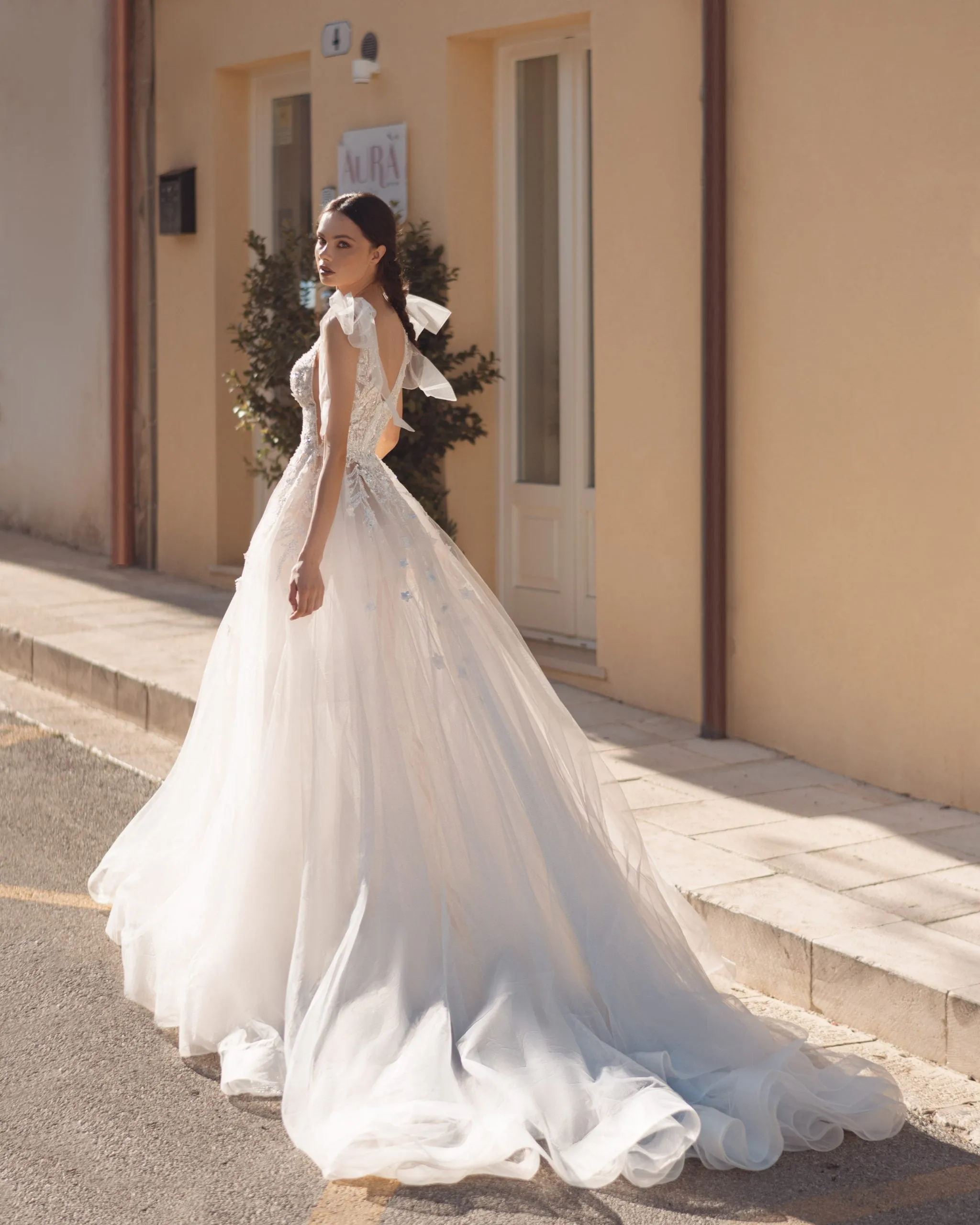Breathtaking A-Line Wedding Gown with Exquisite Lace, Romantic Cap Sleeves, and a Flattering V-Neckline for an Effortlessly Elegant Bridal Look - Image 2