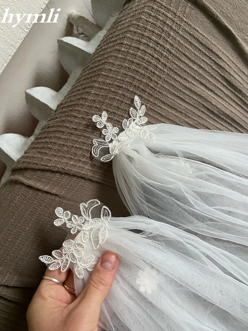 Bridal Cape Veil , Wedding Veil , Lace Applique Wedding Cloak Shoulder Veil 118" Long * 110" Wide in White ,Off-White ,Ivory - Image 3