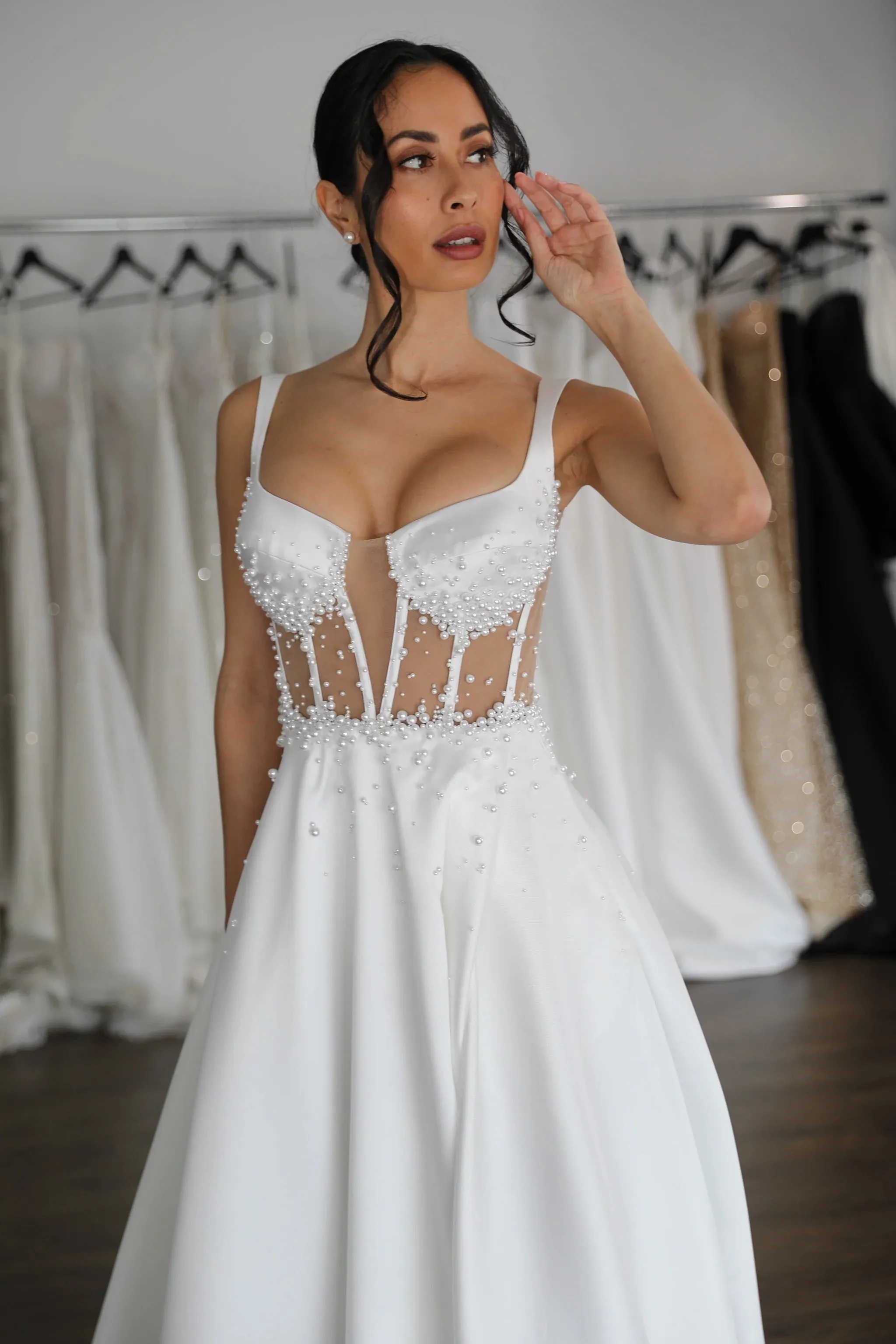 Curved Sweetheart U-Style Neckline Wedding Dress Bow Court Train Dress Satin Bridal Gown Skirt Vestido De Novia - Image 2