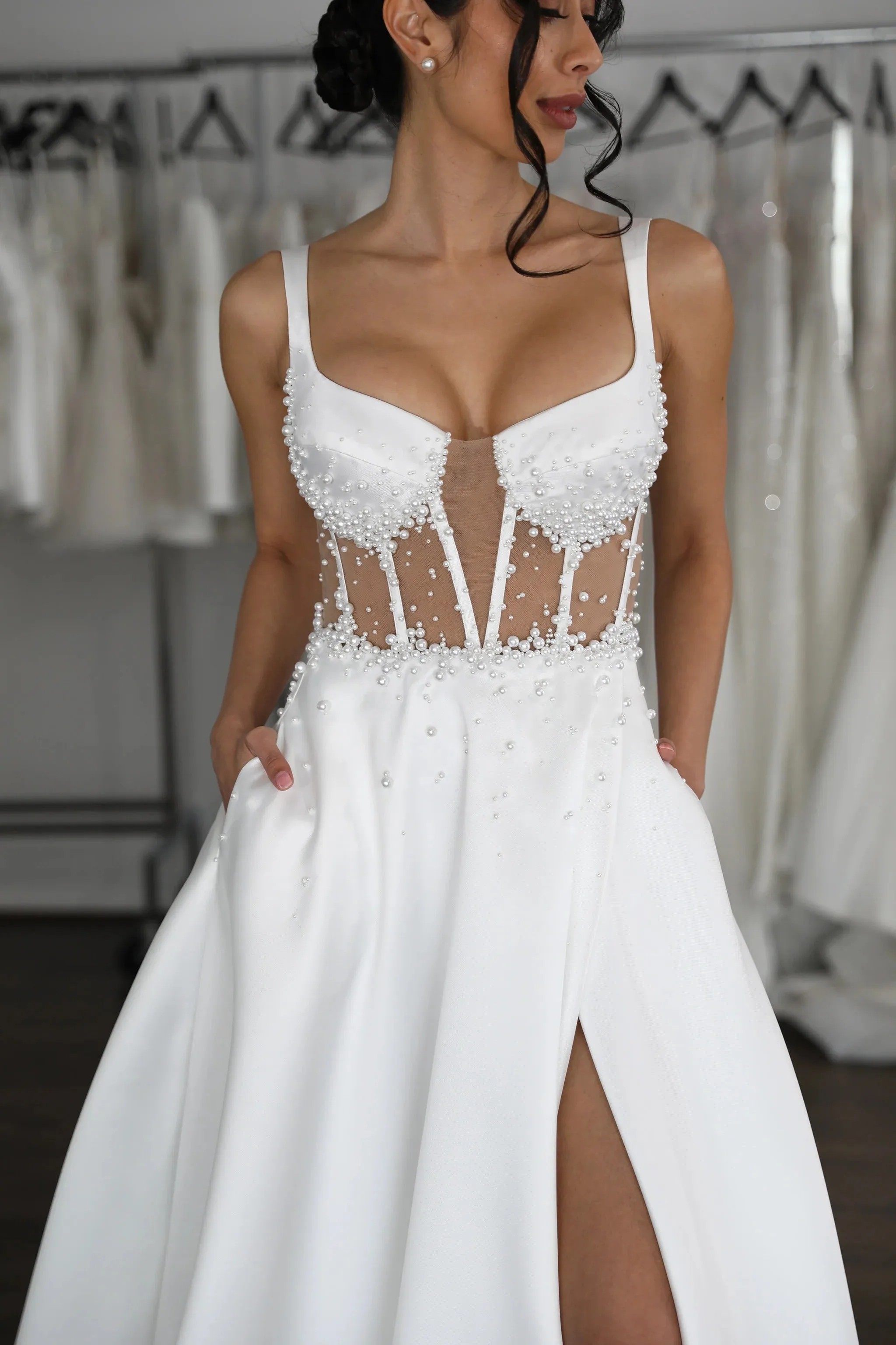 Curved Sweetheart U-Style Neckline Wedding Dress Bow Court Train Dress Satin Bridal Gown Skirt Vestido De Novia - Image 3