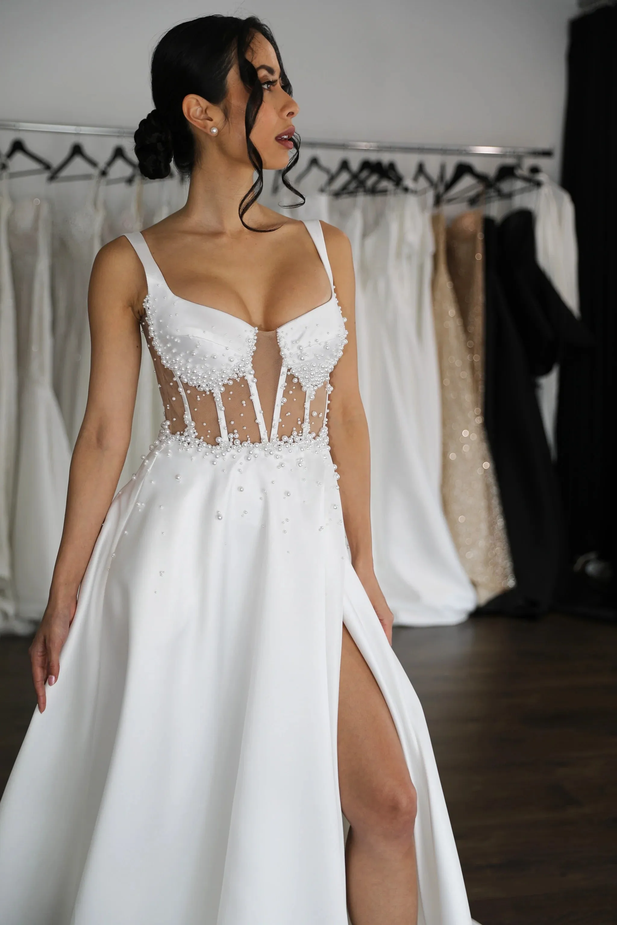 Curved Sweetheart U-Style Neckline Wedding Dress Bow Court Train Dress Satin Bridal Gown Skirt Vestido De Novia - Image 6