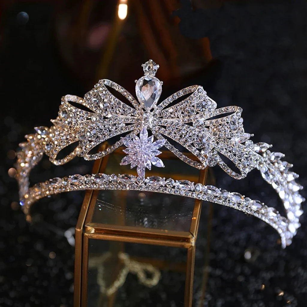 Bridal Hair Jewelry Crystal Zirconia Tiaras and Crowns Princess Queen Diadem For Brides Women Headpieces Wedding Accessories