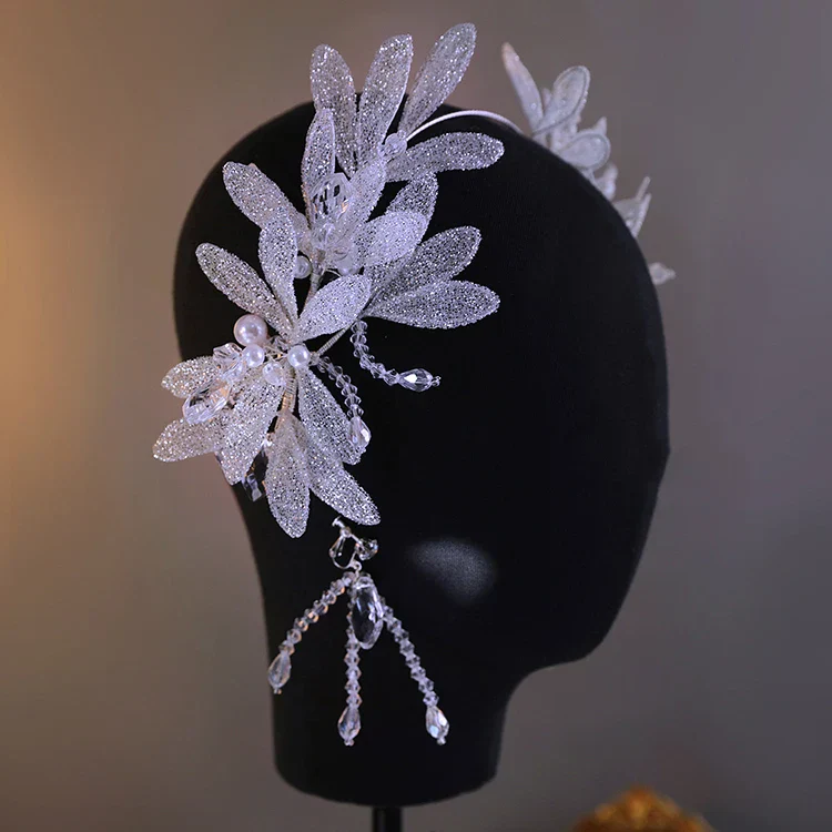 Bridal Hair Jewelry Flower Headband Hairband Silver Color Headpiece Crown For Bride Women Headdress Headwear Wedding Accessories - Image 2