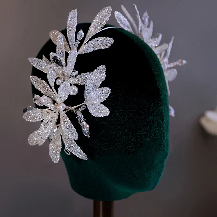 Bridal Hair Jewelry Flower Headband Hairband Silver Color Headpiece Crown For Bride Women Headdress Headwear Wedding Accessories - Image 3