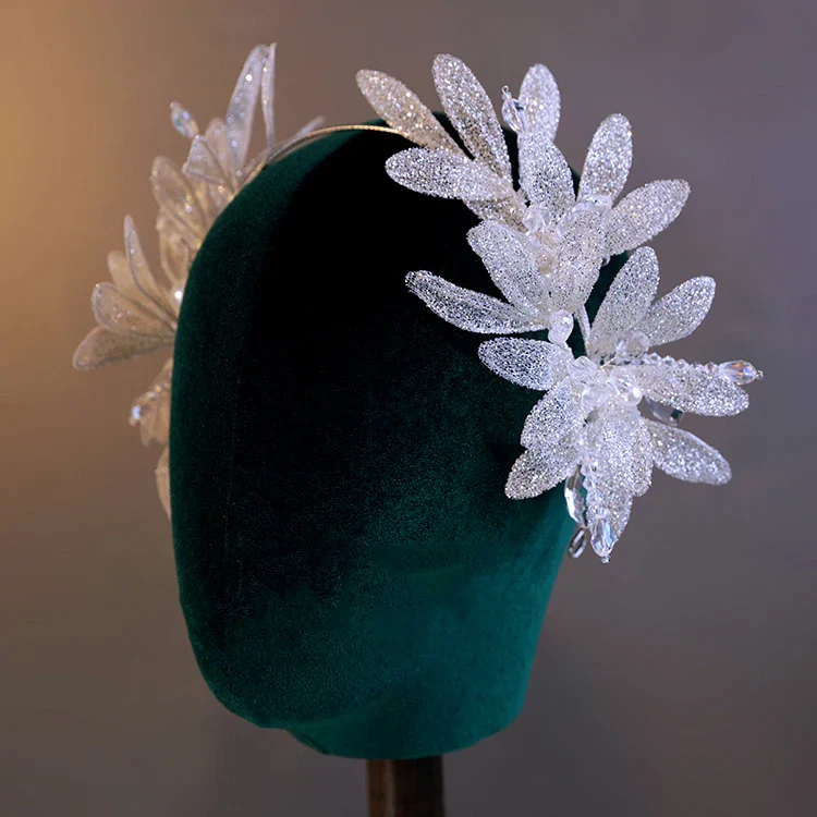 Bridal Hair Jewelry Flower Headband Hairband Silver Color Headpiece Crown For Bride Women Headdress Headwear Wedding Accessories - Image 4