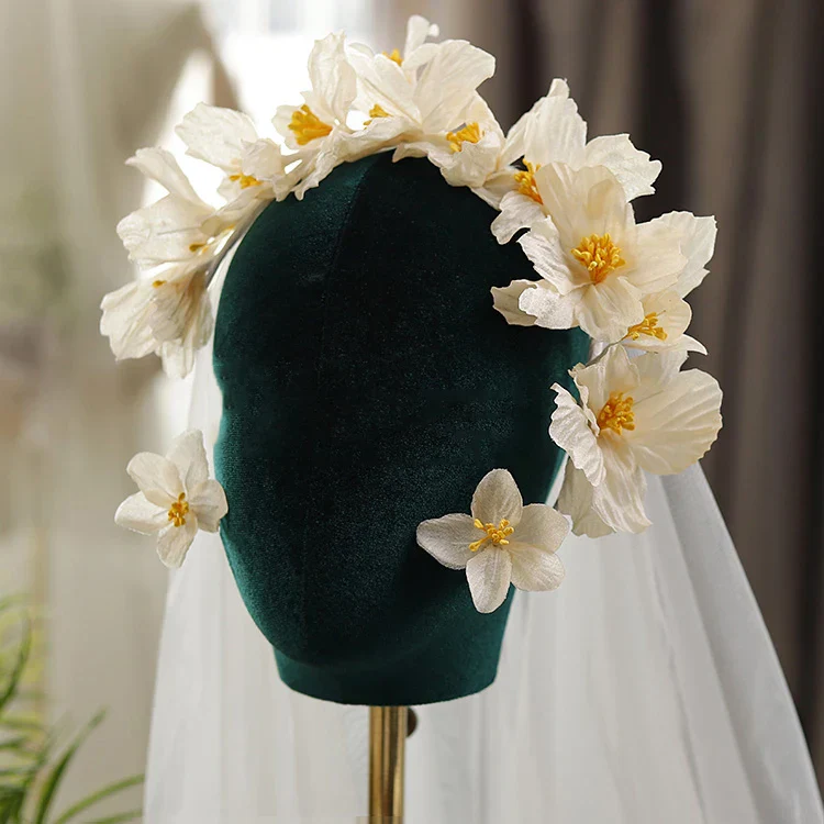 Bridal Hair Jewelry Flower Headbands Hairbands Handmade Headpieces Headwear For Brides Girl Headdress Brides Wedding Accessories - Image 2