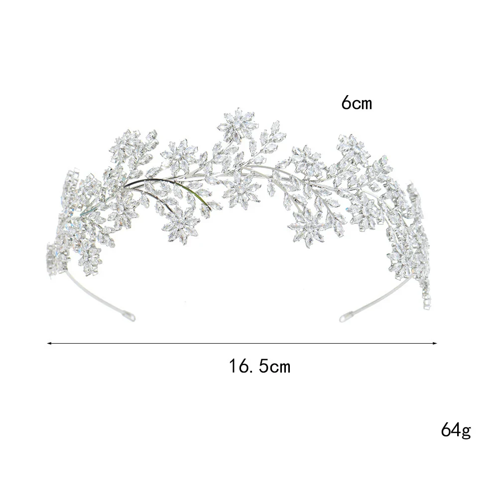 Bridal Hair Jewelry Flower Zirconia Tiaras and Crowns AAA Zircon Diadem For Brides Women Headpiece Headband Wedding Accessories - Image 4
