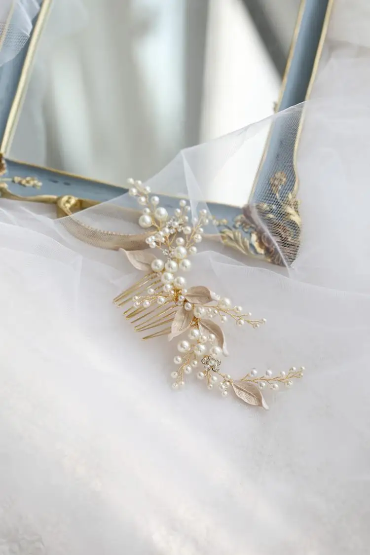 Bridal Hair Jewelry Pearl Crystal Hair Combs Pins Women Headpieces Flower Leaf Hairpins Party For Brides Wedding Accessories - Image 2