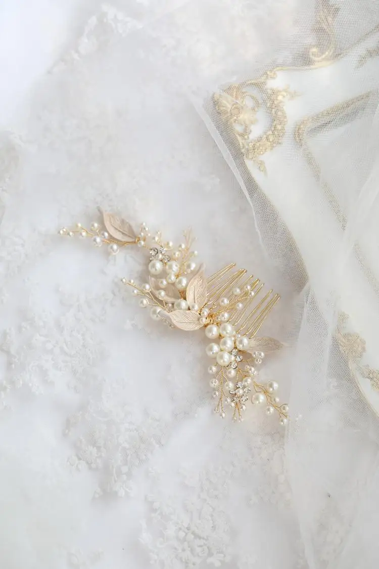 Bridal Hair Jewelry Pearl Crystal Hair Combs Pins Women Headpieces Flower Leaf Hairpins Party For Brides Wedding Accessories - Image 3