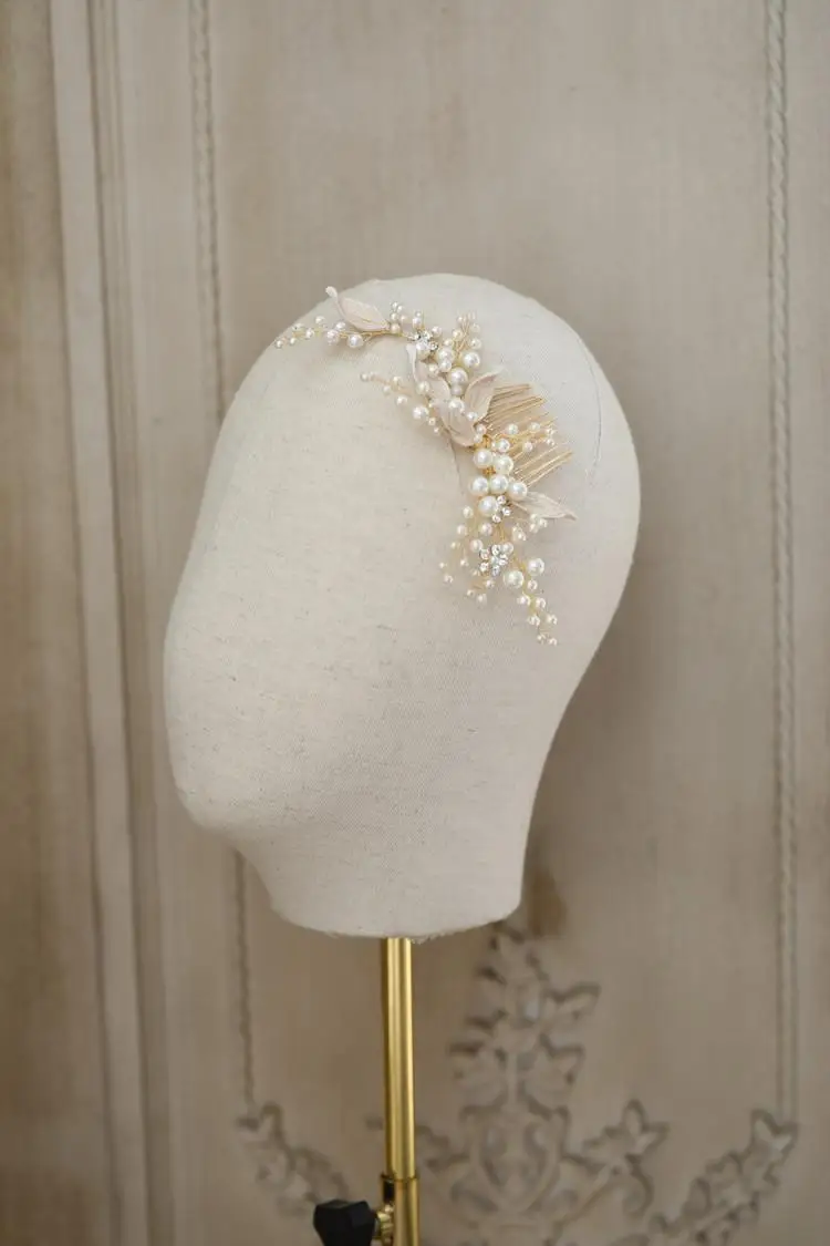 Bridal Hair Jewelry Pearl Crystal Hair Combs Pins Women Headpieces Flower Leaf Hairpins Party For Brides Wedding Accessories - Image 4