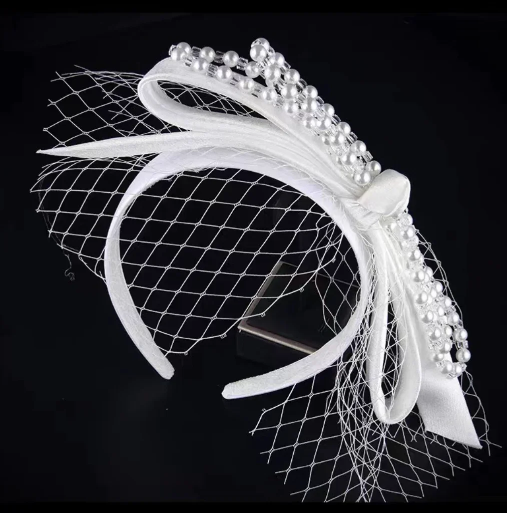Bridal Headbands For Women Satin Mesh Bow Fascinator Wedding Hairband With Blusher Veils Elegant Party Bride Hair Accessories - Image 5
