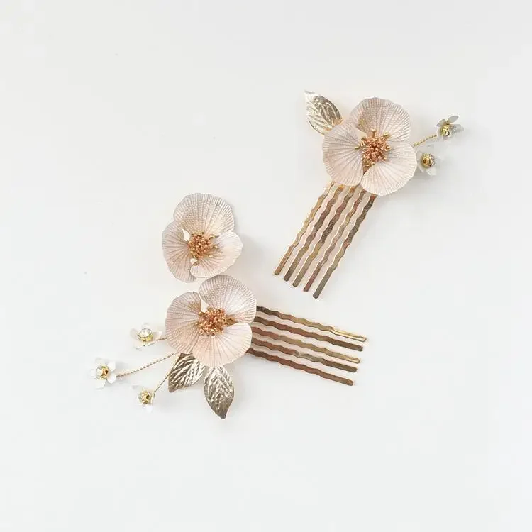 Bridal Jewelry Gold Color Hair Pin Clip Flower Leaf Head Piece For Bride Bridesmaids Women Crystal Hairpin Wedding Accessories - Image 4