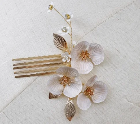 Bridal Jewelry Gold Color Hair Pin Clip Flower Leaf Head Piece For Bride Bridesmaids Women Crystal Hairpin Wedding Accessories - Image 6