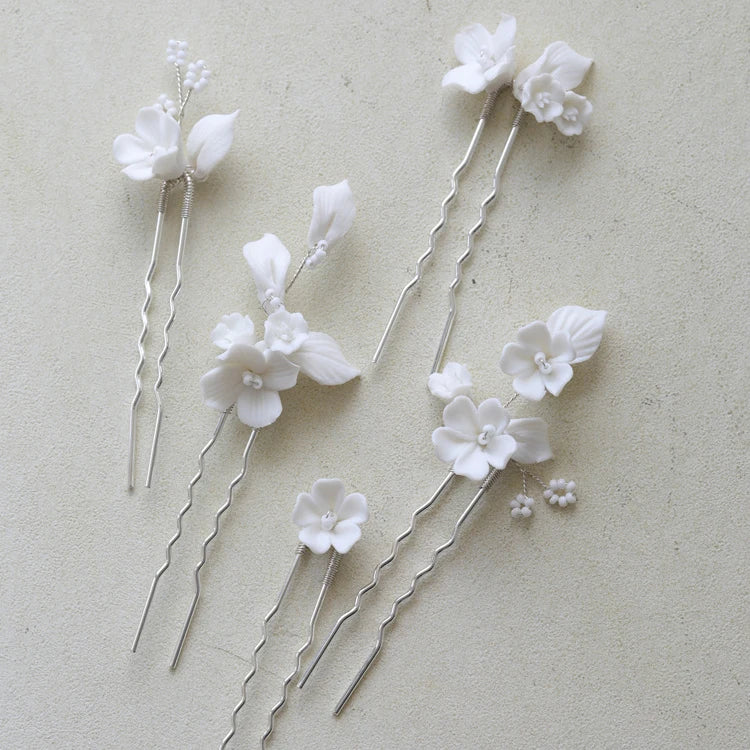 Bridal Jewelry Gold Silver Color Hairpin Porcelain Flower Hair Pin Clip Brides Women Head Piece Headdress Wedding Accessories - Image 4