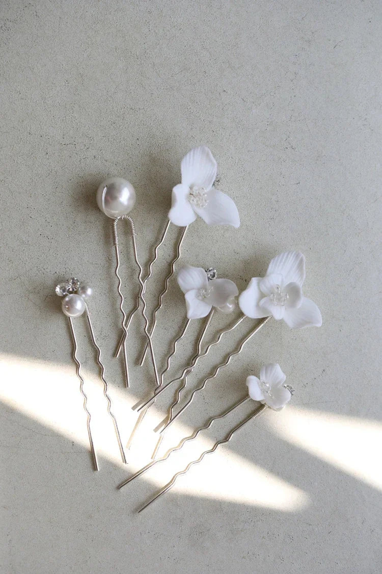 Bridal Jewelry Gold Silver Color Hairpin Porcelain Flower Hair Pin Clip Brides Women Head Piece Headdress Wedding Accessories - Image 7