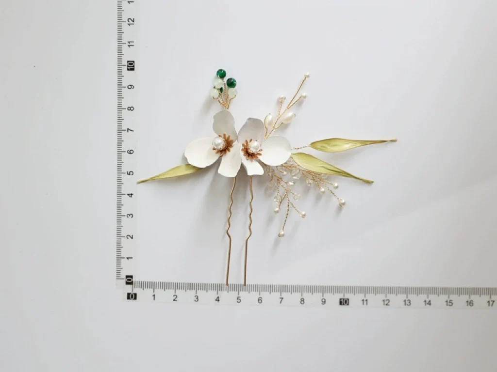Bridal Jewelry Imitation Pearl Hairpin Gold Color Head Piece For Brides Women Flower Leaf Hair Comb Pin Clip Wedding Accessories - Image 5
